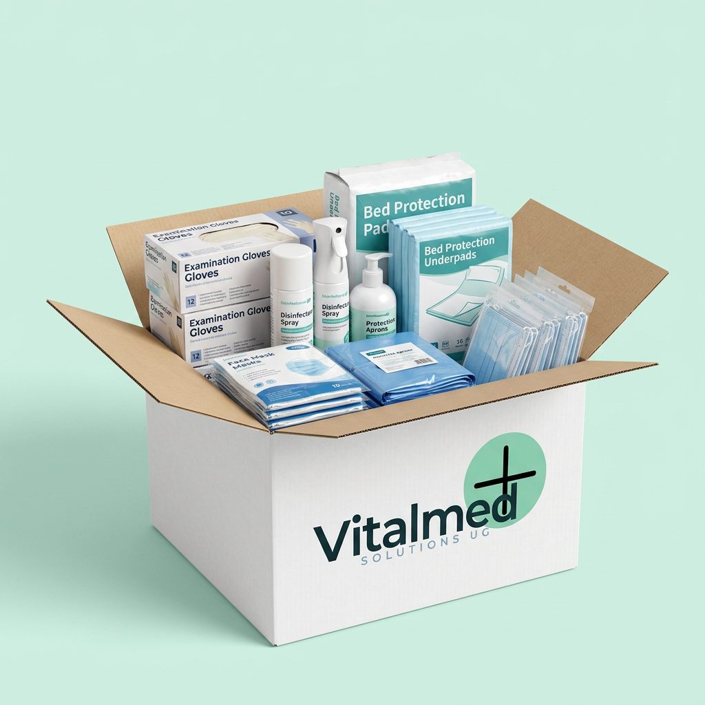 Vitalmed-Paket gefüllt mit Pflegehilfsmitteln